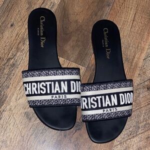 Dior Black and Cream Logo Sandals